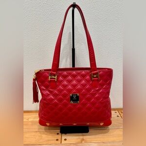 MCM Quilted Leather Tote Bag with Gold Details EUC